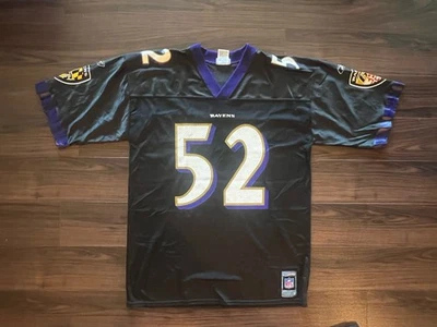 Camiseta de fútbol americano de los Baltimore Ravens para hombre L púrpura de la NFL Ray Lewis #52 Reebok 2000 usada en excelente estado Foto 1 de 4
