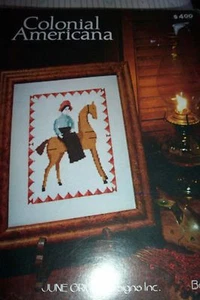 COLONIAL AMERICANA LADY ON HORSE COUNTED CROSS STITCH PATTERN BOOKLET 1981 - Picture 1 of 1