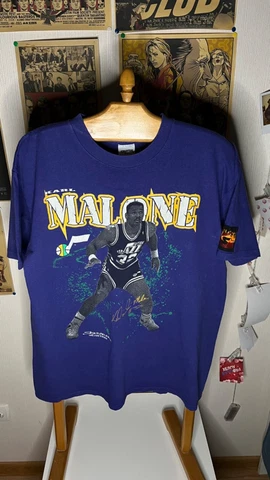 1990 RARE‼️Utah Jazz NBA Karl Malone starter USA t shirt Cover