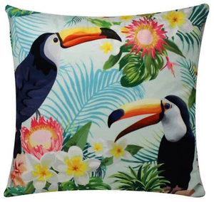  Chenille Cotton Floral & Twocan Tropical Print 17 x 17 Cushion Cover Sofa Bed - Picture 1 of 1