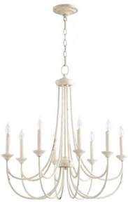 6250-8-70 Traditional Eight Light Chandelier from Brooks Collection in White Fin - Picture 1 of 3