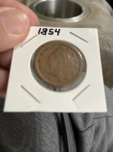 1854 Geflochtenes Haar Freiheitskopf großer Cent 1C - Bild 1 von 3