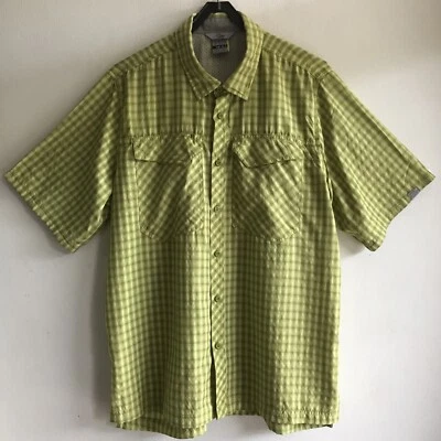 Camisa Lowe Alpine Hombre Verde Cuadros Bolsillos a Cuadros Botón Manga Corta UK/US XL Foto 1 de 4