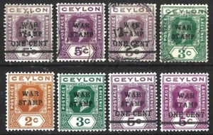 CEYLON KGV 1918-19 SELEZIONE FRANCOBOLLI GUERRA COME NUOVI/USATI - Foto 1 di 1