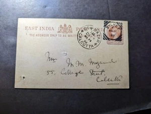 1892 British East India Postcard Cover Sylhet to Calcutta GPO - Picture 1 of 2