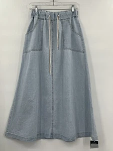 NWT Storets Modest Light Wash Blue Jean Skirt S/M Maxi Denim Drawstring Waist - Picture 1 of 12