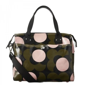 Orla Kiely Shiny Laminated Shadow Flower Print Zip Messenger Bag, Forest - Picture 1 of 3
