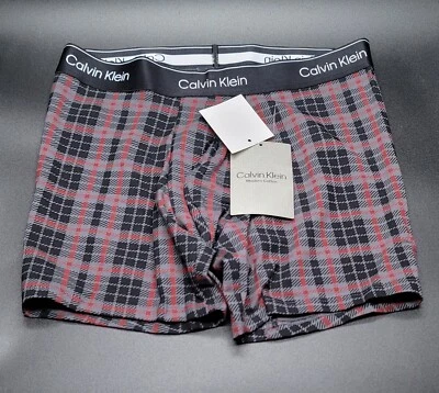 Calzoncillos boxer de algodón de vacaciones Calvin Klein para hombre ropa interior M gris a cuadros 021 nuevos con etiquetas Foto 1 de 4