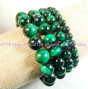 Natural 6-14mm Colorful Tiger's Eye Gemstone Round Beads Stretchy Bracelet 7.5'' - Picture 1 of 18