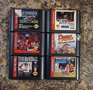 Lot of 6 Sega Genesis Games Football Baseball Golf All in Good Cond. and Tested
