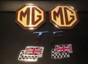 MG TF Abzeichen Set vorne oder hinten groß MG Badge selten 70mm TF & 2 karierte Flaggen  - Bild 1 von 1