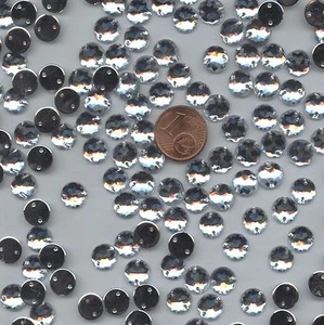PC1 *** 50 pierres à coudre à facettes acrylique rondes 8mm - TRANSPARENT - Picture 1 of 1