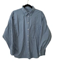 Blue White Stripe Preppy Casual Beach Nautical Button Down Front Shirt XL - Picture 1 of 4