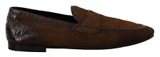 DOLCE & GABBANA Shoes Loafers Brown Exotic Leather Mens Slip On EU44 /US11