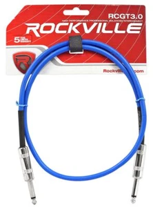 Rockville RCGT3BL 3' 1/4'' TS to 1/4'' TS Guitar/Unbalanced Signal Cable-Blue - Picture 1 of 2