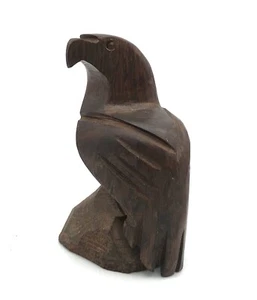 Figura Estatua Pájaro Águila Calva Madera Hierro Madera Tallada a Mano 3" de Alto - Imagen 1 de 5