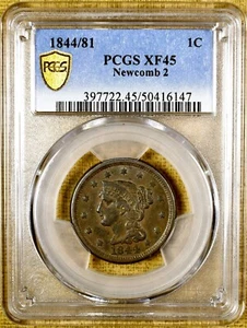 1844/81 PCGS XF45 Large Cent - PCGS Gold Shield - Picture 1 of 3