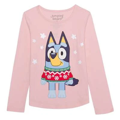 Camiseta Bluey Bingo Navidad Niñas Niños Vacaciones 4 5 6 6X 7 8 Disney Perro Rosa Foto 1 de 3