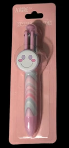 Adore Brand Novelty 6 Color Click Ballpoint Pen With Cute Smiley Face Attached - Picture 1 of 3