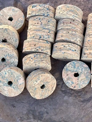 MOGO'S Cork Rings 12 River Burl Blue Water Series, 1 1/4" x 1/2" x 1/4" Hole