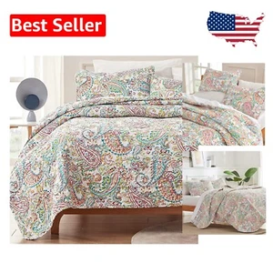 Wende 3-teiliges Quilt Set - Full/Queen Paisley Muster leichte Bettwäsche - Bild 1 von 9