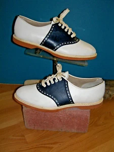 Authentic 40s/50s Navy Blue/white Spalding Saddle Shoes US wms 6 B - Picture 1 of 9