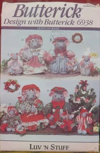 Butterick 6938 Vintage Christmas Mouse Family pattern, 1993, Luv 'N Stuff, uncut - Picture 1 of 4
