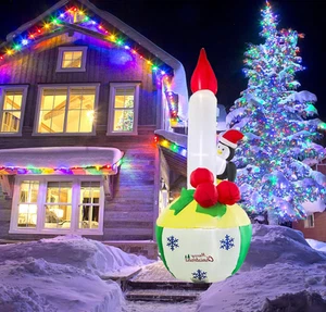 Vela inflable de decoración LED de pingüino con luz de burbuja inflable de Navidad para exteriores de 8 pies - Imagen 1 de 1