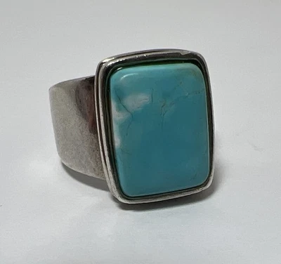 Vintage Sterling Silver 925 Southwest Turquoise Ring Marked NK Size 10 - Imagem 1 de 4