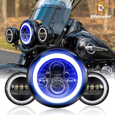 Faro LED de 7 pulgadas + luces antiniebla de 4,5" para Harley Davidson Touring Street Glide Foto 1 de 4