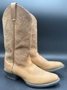 Ariat Western Cowboy Boots Mens 10D Heritage Stockman Distressed Brown Work GUC - Picture 1 of 17