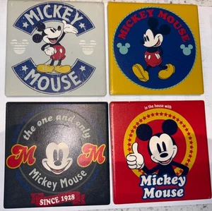 Disney Mickey Mouse Set Of 4 Assorted Stoneware And Cork Coasters - Picture 1 of 6