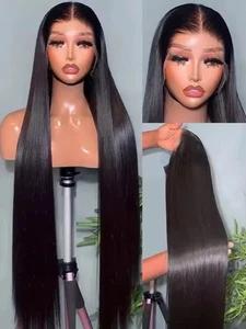 Brazilian Bone Straight HD Transparent Lace Front Human Hair Wig - Picture 1 of 10