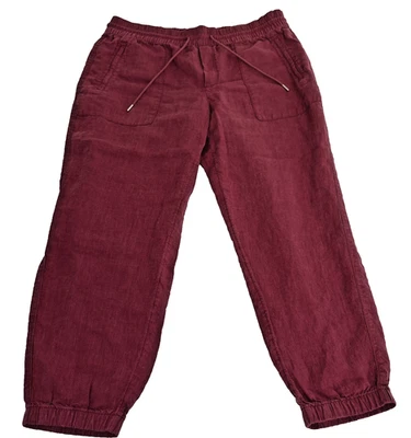 Athleta Retreat 100% Linen Jogger Pants Womens 8 Coffeberry Orange Red - Image 1 of 4