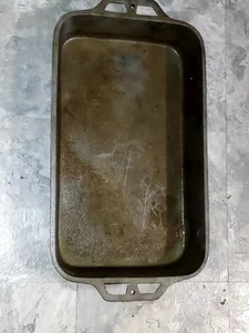 Rôtissoire rectangulaire vintage en fonte 21,75 x 11,5 x 3,25 17,75 lbs billet - Photo 1/11