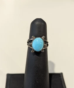 Anello turchese sterling vintage misura 4 - YS - Foto 1 di 7
