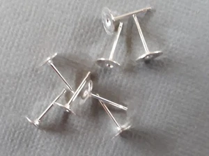 24 Silver Plated Stud Earring Post & 6mm flat pad. - Picture 1 of 3