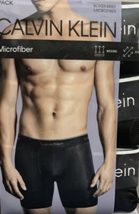 🩲3 PACK CALVIN KLEIN MEDIUM MICROFIBER BOXER BRIEF Wicking Logo Waistband A4 - Picture 1 of 8