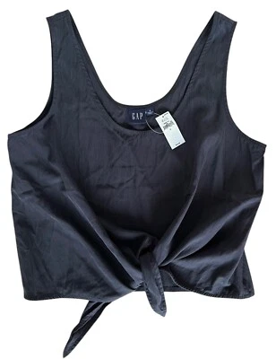 Regata feminina Gap TENCEL Lyocell cropped nó sem mangas tamanho P cinza escuro - Imagem 1 de 4