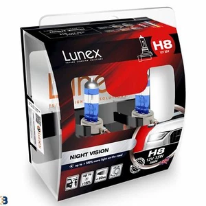 Lunex H8 Halogen Birnen Night Vision 3600K 12V 35W 708 Weiß Premium Set - Picture 1 of 1