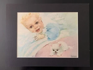 Vintage 1930s "Wake Up Time" Matted Print by Florence Kroger - Picture 1 of 1