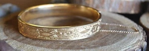 1920's Krementz & Company Engraved 10K Gold filled Bangle Bracelet - Picture 1 of 6