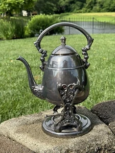 Vintage~Tipping~Silver on Copper Teapot on Stand w/ Burner~Hallmarked Rare~G2MC* - Picture 1 of 15