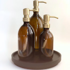 1000ml, 500ml, 300ml Liquid soap dispenser brown bottle with gold pump