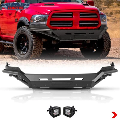 Parachoques delantero para Dodge Ram 1500 2013 2014 2015 2016 2017 2018 con luces LED acero Foto 1 de 4