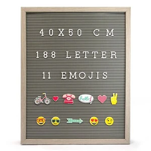 Chic Rustic Message Board - White Letter Set with 11 Emojis - 40x50cm Grey Frame - Picture 1 of 2