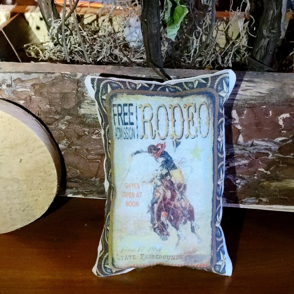 Primitive FarmHouse Western Rodeo Cowboy  Tuck Pillow Peg /Door Hanger  - Image 1 of 1