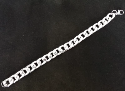 BRACCIALE IN ACCIAIO CROMATO SATINATO MAGLIA LARGA BRACCIALETTO CASUAL PER UOMO - Immagine 1 di 4