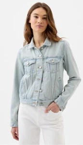 NWT Gap Women's Icon Denim Jacket Size LARGE Light Wash w/Washwell msrp $69.99 - Picture 1 of 4