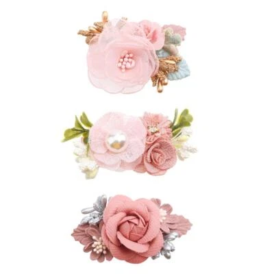 3 PCS Flower Hair Clips for Girls Baby Floral Bow Hair Accessories Gift Set - Image 1 of 4